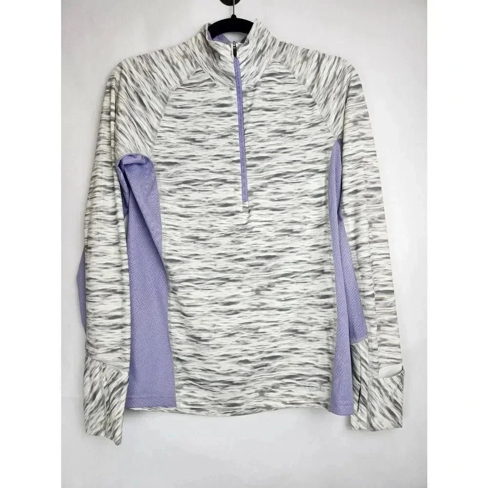Patagonia Long Sleeve 1/4 zip shirt Purple Gray Small.